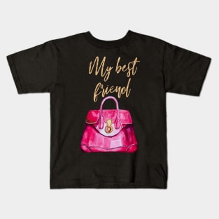 My best friend, red shoes and red bag, watercolor illustration Kids T-Shirt